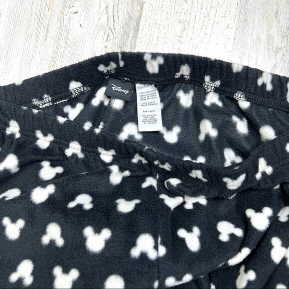 Disney Women's Mickey Mouse Wide Leg Fleece Pajama Pants L Black White Stretch - Picture 6 of 8
